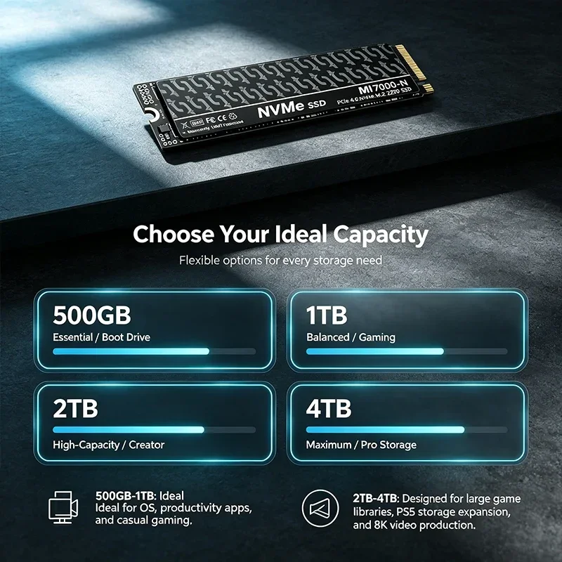 MI7000N 500GB 1TB 2TB 4TB SSD  - M.2 Nvme 4Tb Pcie 4.0 Ssd recensione e prezzo